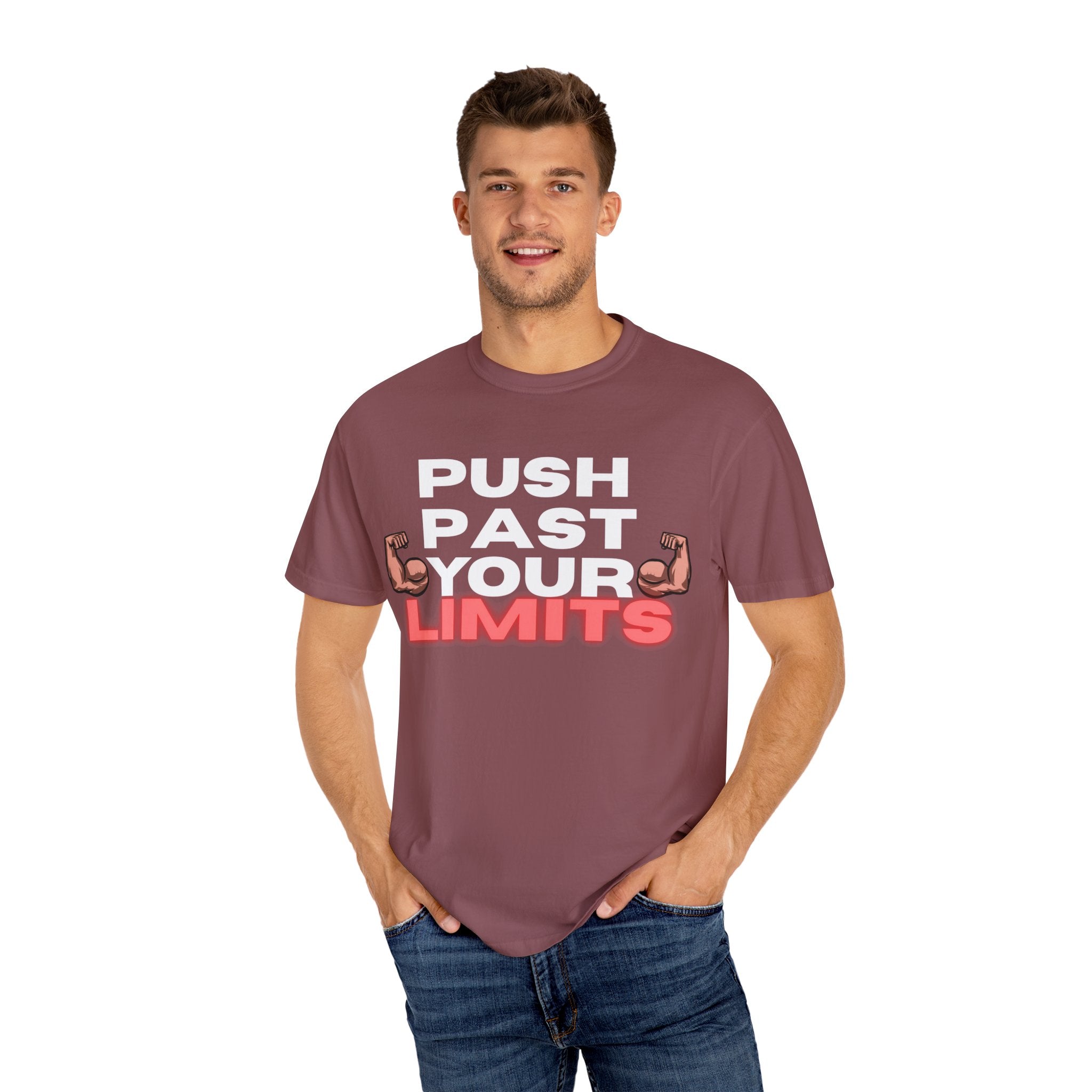 Unisex Motivational T-Shirt - "Push Past Your Limits" - Fitness Apparel, Workout Tee, Gym Wear, Gift for Him/Her, Inspirational Gift