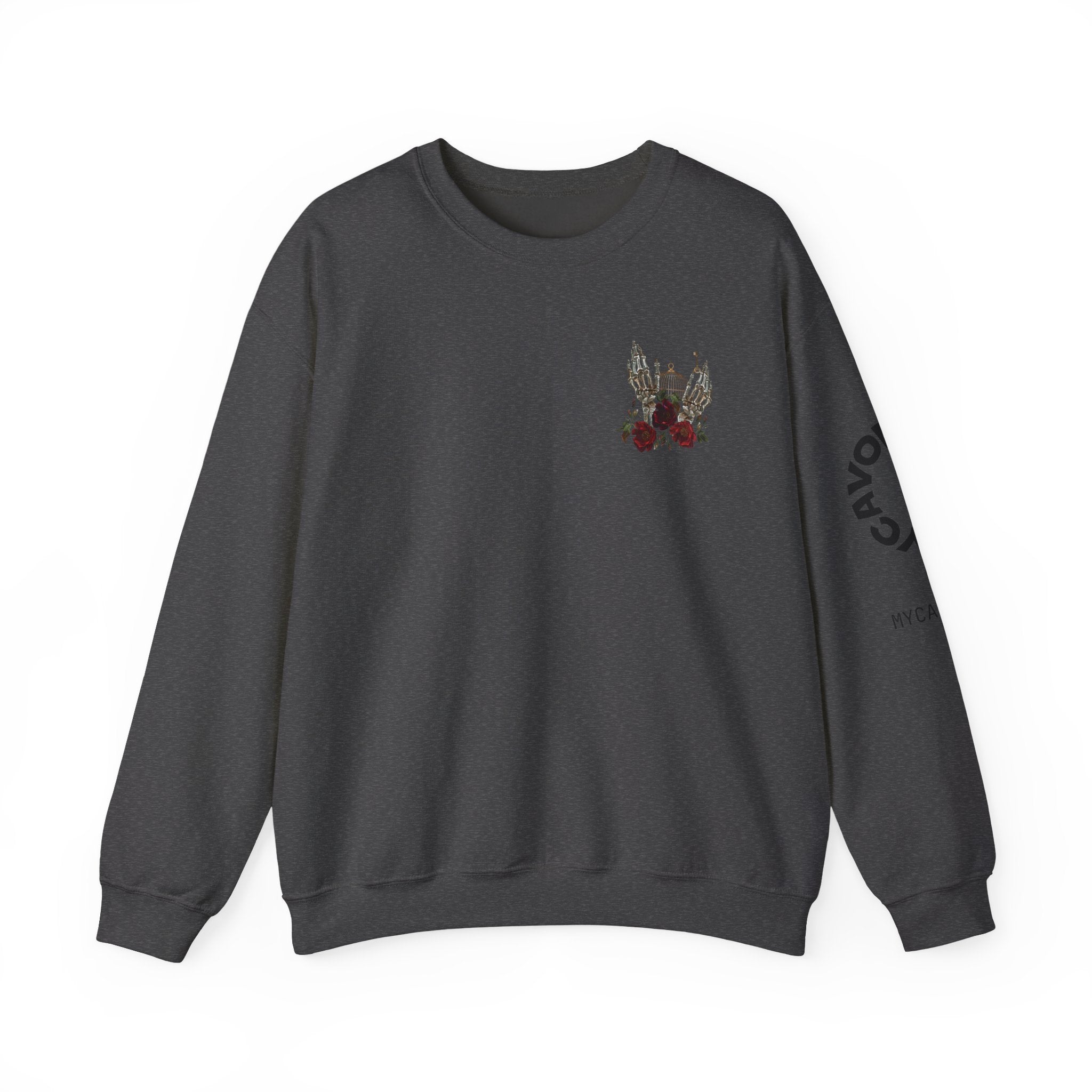Edgy Floral Skeleton Crewneck Sweatshirt - Unisex Hoodie, Vintage Style Pullover, Boho Apparel, Alternative Fashion, Gift for Her