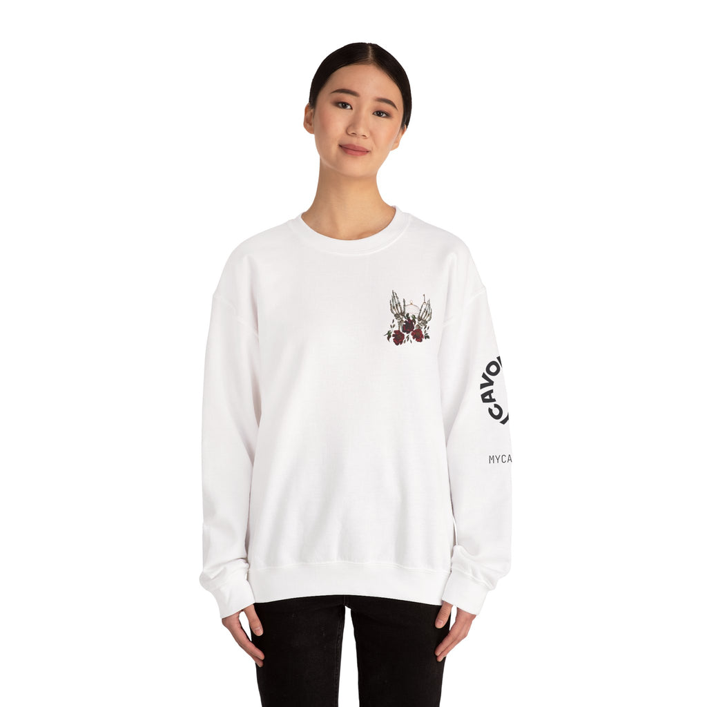Edgy Floral Skeleton Crewneck Sweatshirt - Unisex Hoodie, Vintage Style Pullover, Boho Apparel, Alternative Fashion, Gift for Her