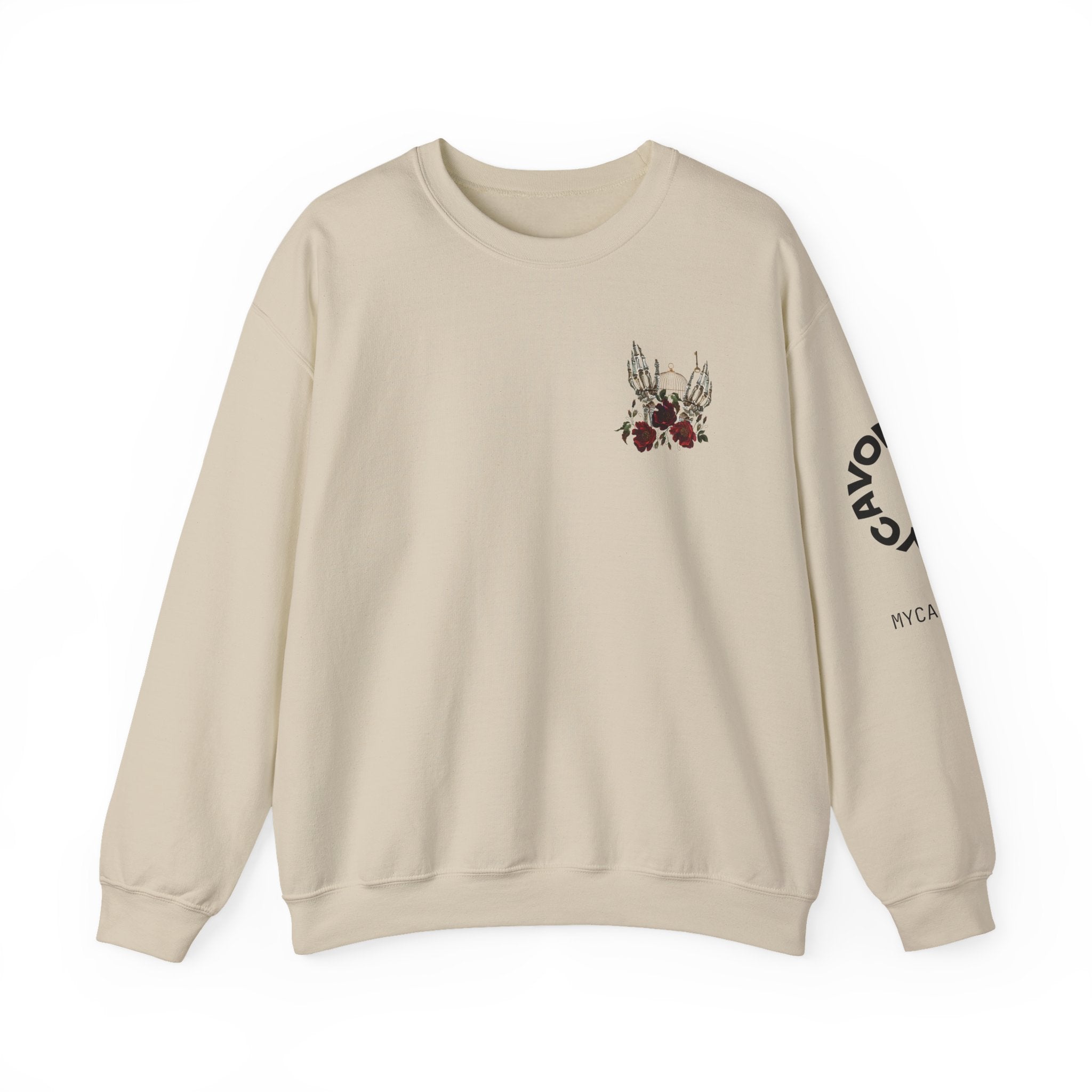 Edgy Floral Skeleton Crewneck Sweatshirt - Unisex Hoodie, Vintage Style Pullover, Boho Apparel, Alternative Fashion, Gift for Her