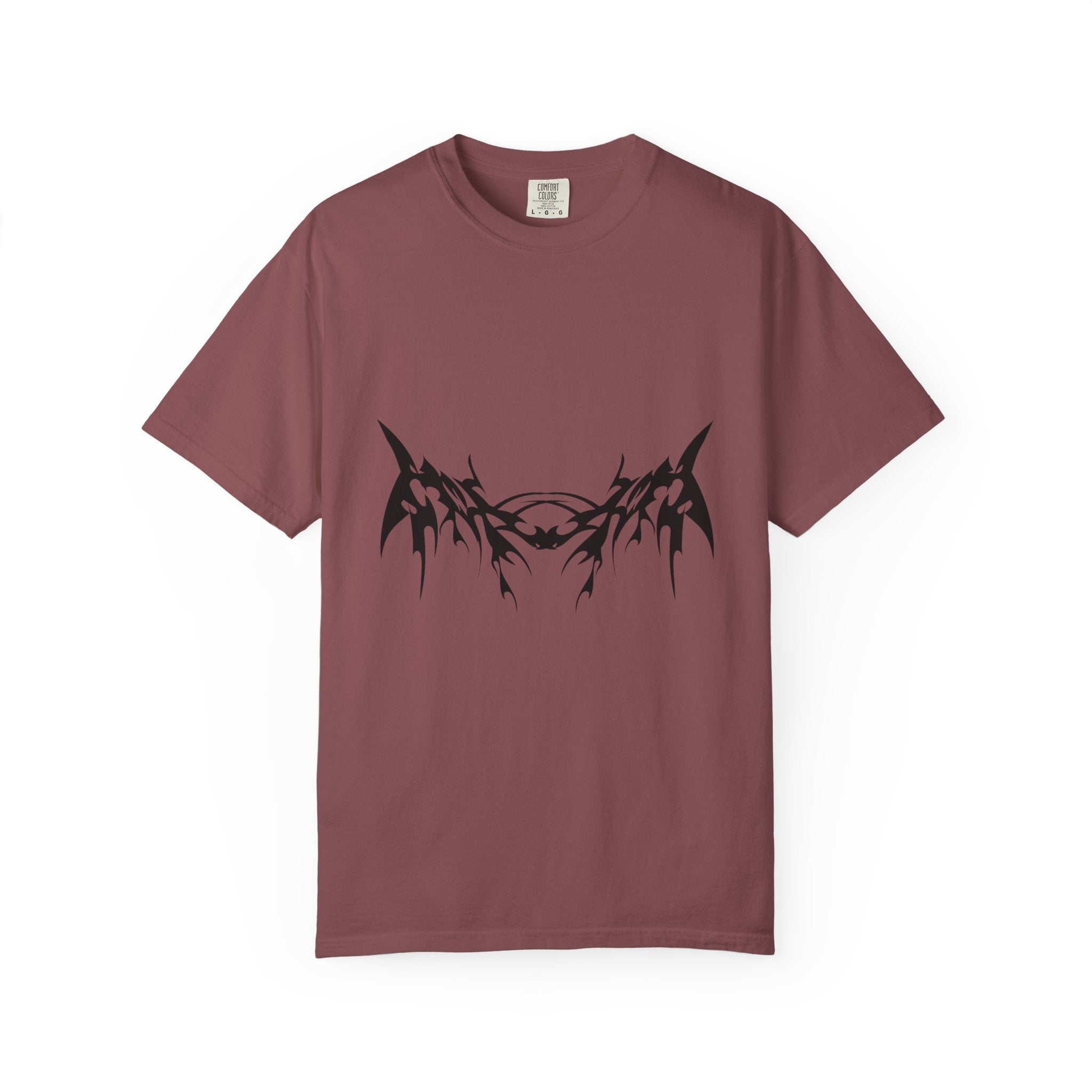 Unisex Garment-Dyed Graphic T-Shirt with Bold Gothic Tribal Design | Casual Wear, Streetwear, Men’s Fashion, Gift for Him, Music Festival T-shirt
