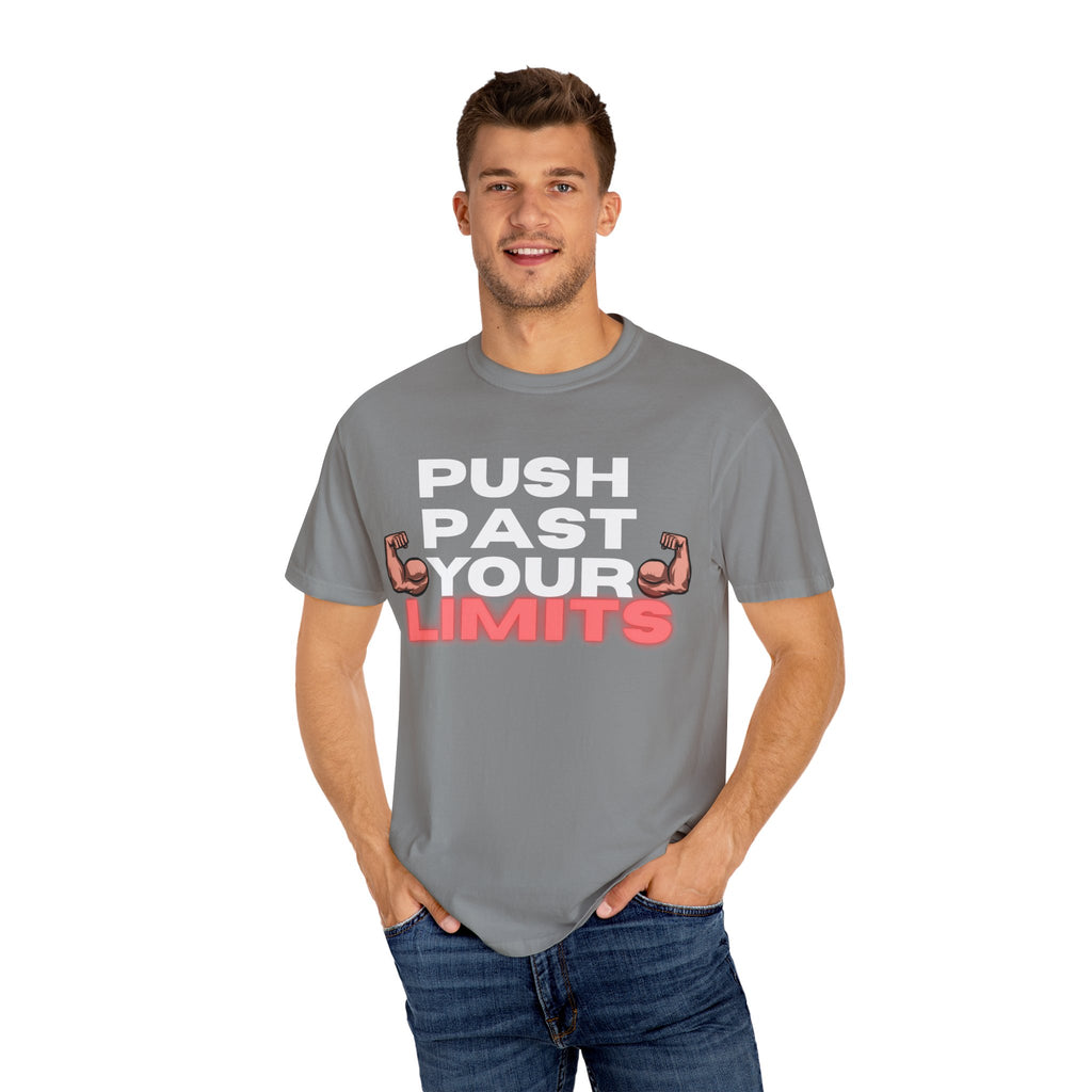 Unisex Motivational T-Shirt - "Push Past Your Limits" - Fitness Apparel, Workout Tee, Gym Wear, Gift for Him/Her, Inspirational Gift