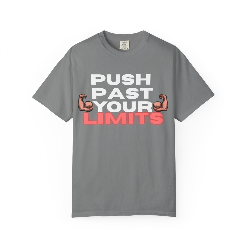 Unisex Motivational T-Shirt - "Push Past Your Limits" - Fitness Apparel, Workout Tee, Gym Wear, Gift for Him/Her, Inspirational Gift