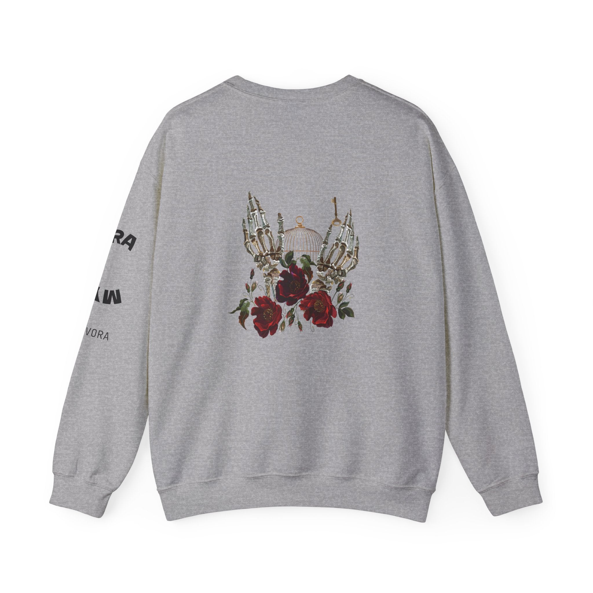 Edgy Floral Skeleton Crewneck Sweatshirt - Unisex Hoodie, Vintage Style Pullover, Boho Apparel, Alternative Fashion, Gift for Her