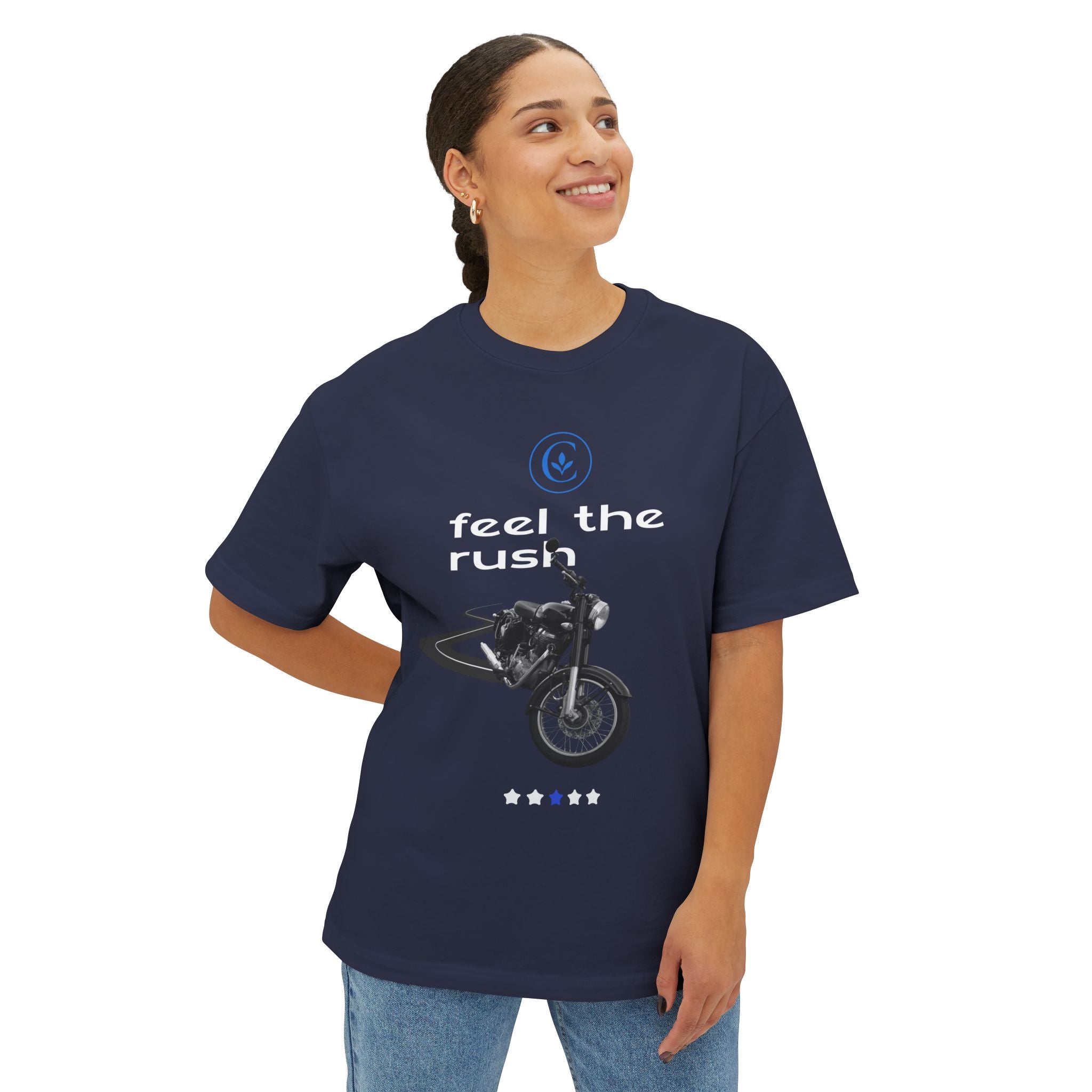 Motorcycle Lovers Boxy Tee - Feel the Rush, Unisex T-Shirt, Biker Gift, Casual Streetwear, Outdoor Adventure Apparel
