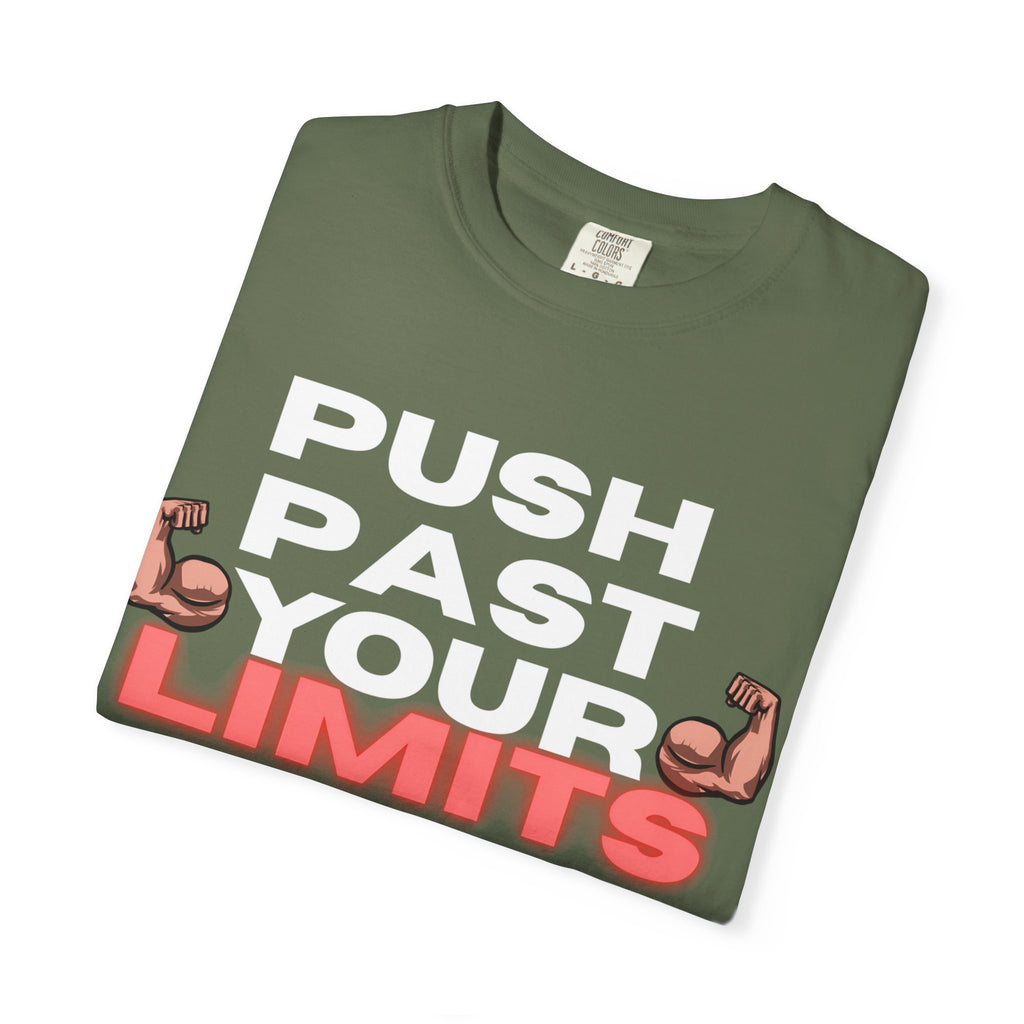 Unisex Motivational T-Shirt - "Push Past Your Limits" - Fitness Apparel, Workout Tee, Gym Wear, Gift for Him/Her, Inspirational Gift